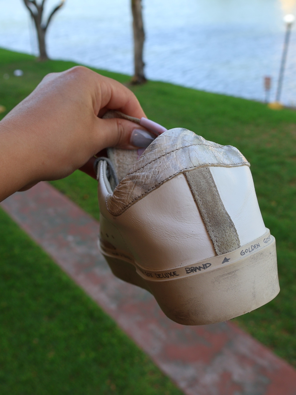 Golden Goose Hi Star Sneakers White Leather Navy Star Pink Tab Size 39 EU 8.5 US - Picture 13 of 17
